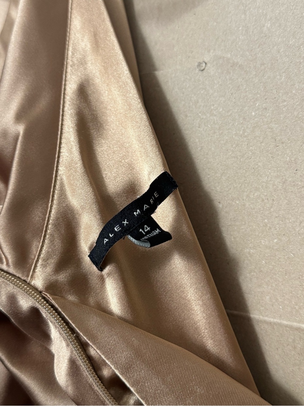 Alex Marie One-Shoulder Satin Gown in Warm Gold - Picture 3 of 12